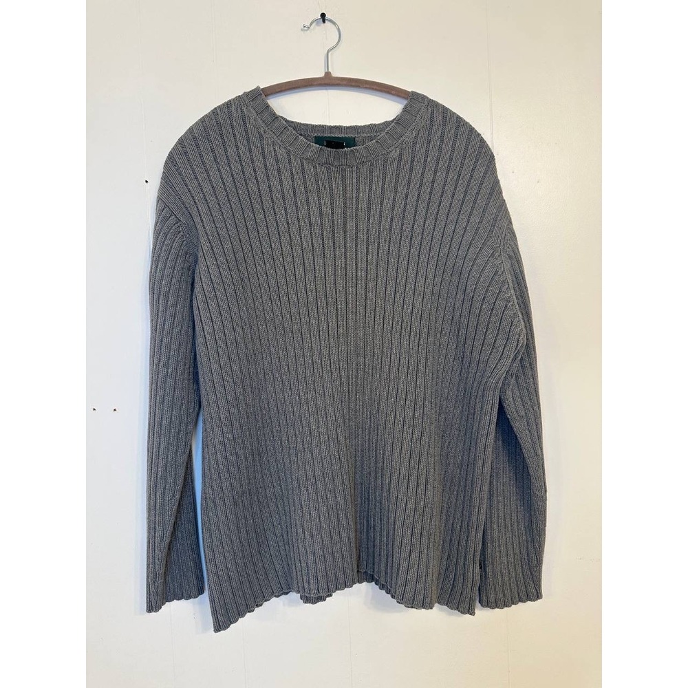 Lauren Ralph Lauren Gray Ribbed Cotton Crew Neck Sweater Plus Size 1X
